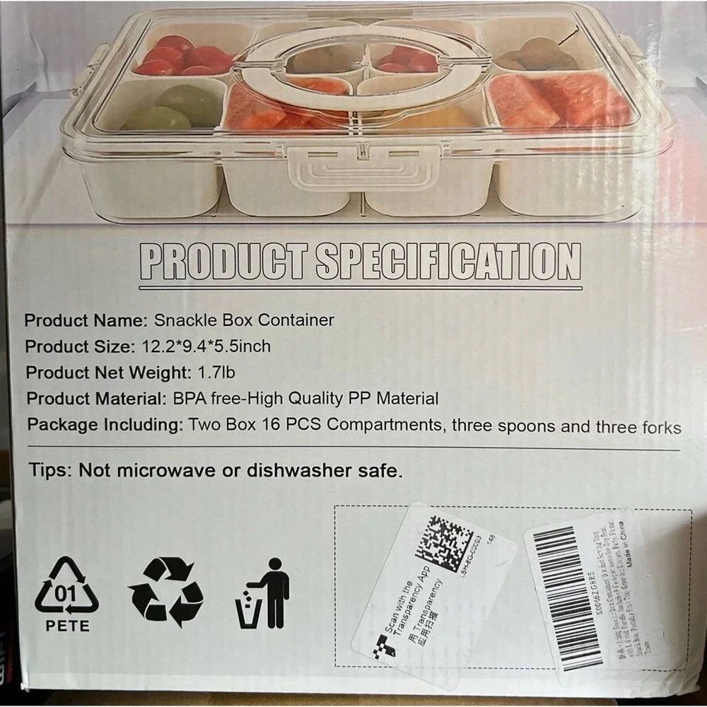 2 Pack Snackle Container with Lid Travel with Handle Organizer, Spoon & Fork